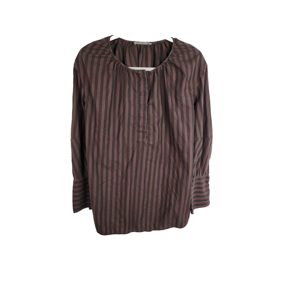 EVERLANE Top Size 8 100% Cotton Balloon Sleeve Top Brown Button Down Poet